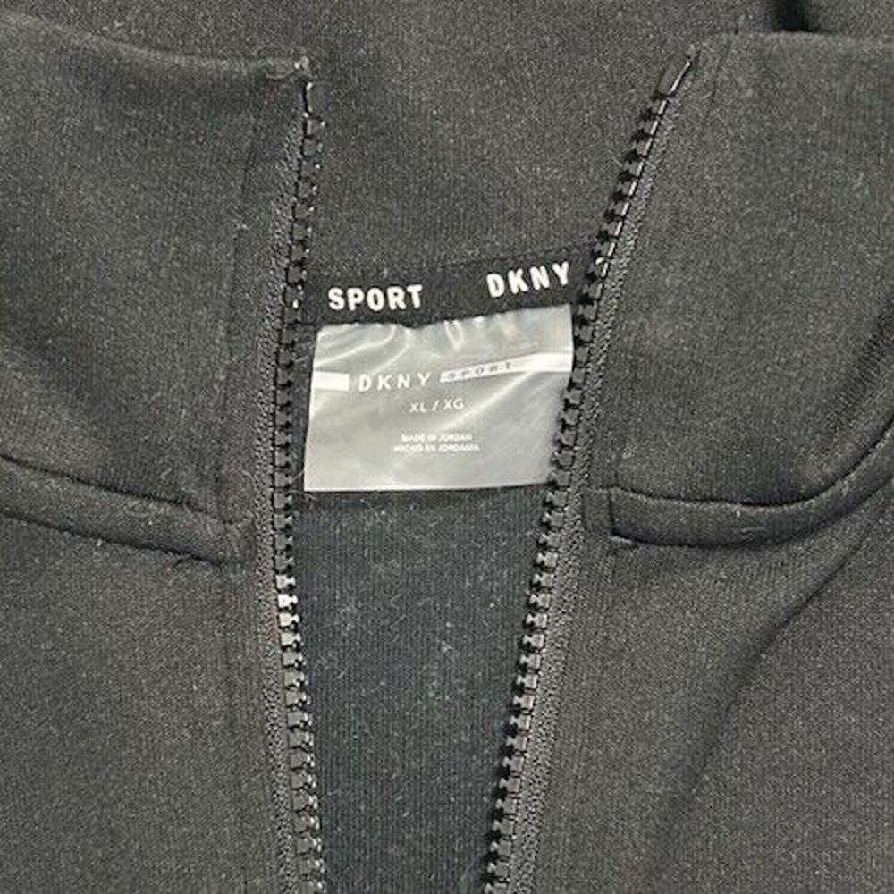 DKNY Sport XL Black White Blue Colorblock 1/4 Zip Crop Pullover Sweatshirt - Picture 6 of 9
